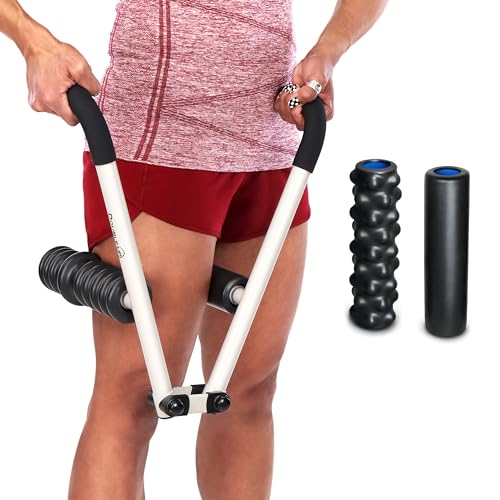 DoubleUP Roller D4 Leg & Arm Massager, Metal Frame + 4 Rollers, White - color: White