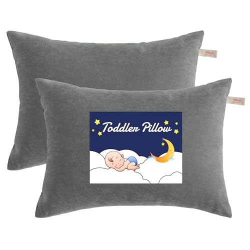 NTBAY Toddler Pillows, Set of 2, 13"x18", Dark Grey - color: Dark Grey, size: 13"x18"