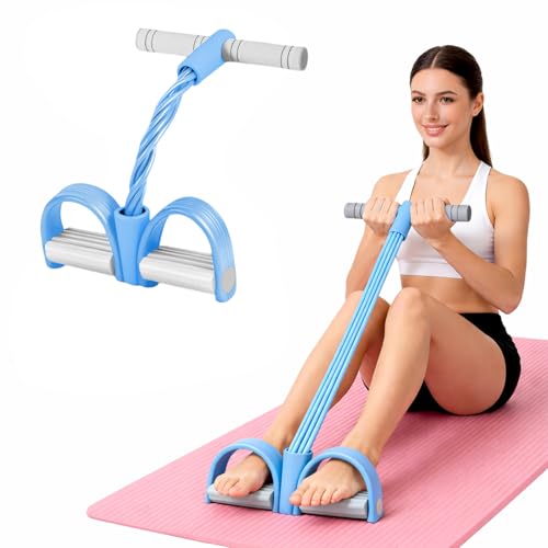 2026 New 8-Tube Pedal Resistance Band with Handles, Multifunction Foot Pedal Tension Rope Fitness Equipment, Natural Rubber Exercise Puller for Abs, Arms, Waist & Leg Training
