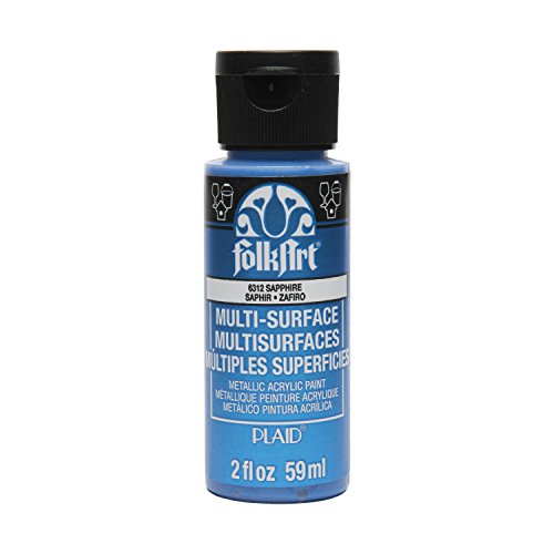 FolkArt Multi-Surface Metallic Paint in Assorted Colors (2 oz), Metallic Sapphire - color: Metallic Sapphire, size: 2 Fl Oz (Pack of 1)