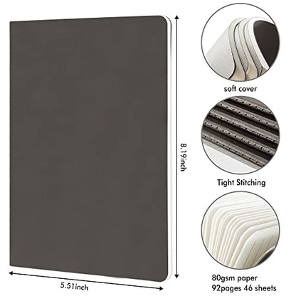 feela 36 Pack Soft Cover Journal Bulk, Lined Blank Travel Journal for Women Men Writing, Notebooks College Ruled for Work, Note Taking Notebook School Business Supplies, 8.2” x 5.5”, A5, Gray - color: 36 Gray