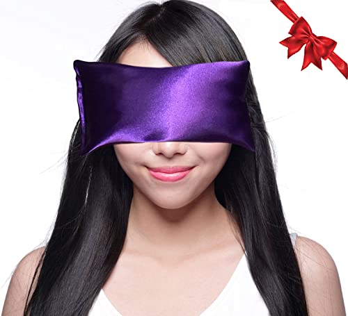 Lavender Eye Pillow - Hot Cold Weighted Eye Pillows for Relaxation, Sleep, Stress, Migraine Relief, Yoga - Aromatherapy Gifts for Women, Birthday, Teachers, Made in USA by Happy Wraps - Amethyst - color: Amethyst
