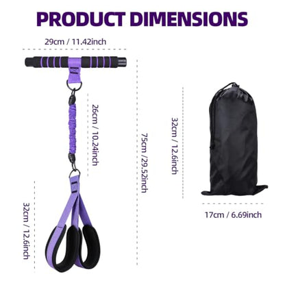 Resistance Bands with Bar Handle and Foot Straps, Home Gym Workout Exercise Band - color: Purple