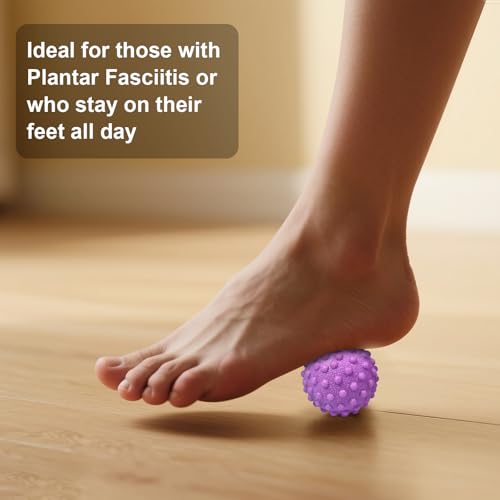 Massage Ball Set, Plantar Fasciitis Relief Foot Pain Therapy - Trigger Point, Heel Spur, Sore Muscle- Back, Arm, Neck, Shoulder, Leg Circulation Roller - color: 3 Purple Massage Set