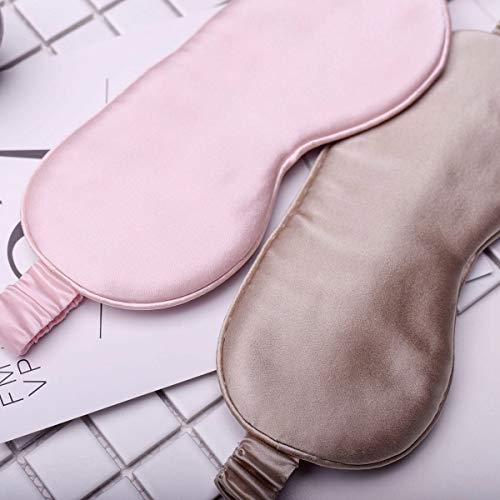 Silk Sleep Mask Light Blocking Luxury 100% Mulberry 19mm Silk Eye Mask Eye Cover Blindfold Ultra Soft Light & Comfy Anti Aging Skin Care with Travel Bag Gift Package - color: Pink