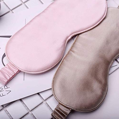 Silk Sleep Mask Light Blocking Luxury 100% Mulberry 19mm Silk Eye Mask Eye Cover Blindfold Ultra Soft Light & Comfy Anti Aging Skin Care with Travel Bag Gift Package - color: Pink