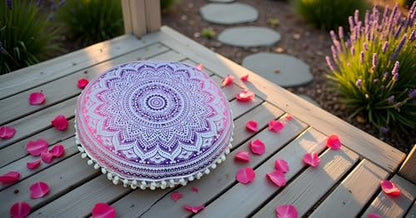 ICC Floor Pillows & Cushion Covers, Decorative Hippie Mandala Pouf Pillow Cover Bohemian Seating Meditation Cushion Cover, Large Boho Ottoman Case Pillowcase for Couch Pink Ombre, 32" Round - size: 32" x 32" (Pack of 1), style: Pink Ombre