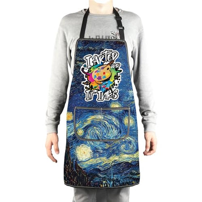 MBMSO Painting Artist Apron with Pockets Artist Painter Gifts Art Lover Gift for Art Teacher Student Painter Apron Waterproof - color: Night Apron-b