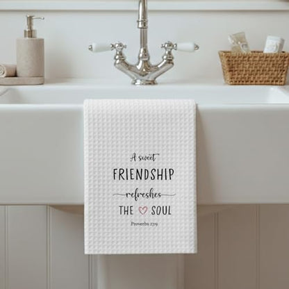 1 PCS Funny A Sweet Friendship Refreshes The Soul Hand Towels,Christian Kitchen Towels,Gift for Friend Woman, Hostess Gifts - color: Color_01