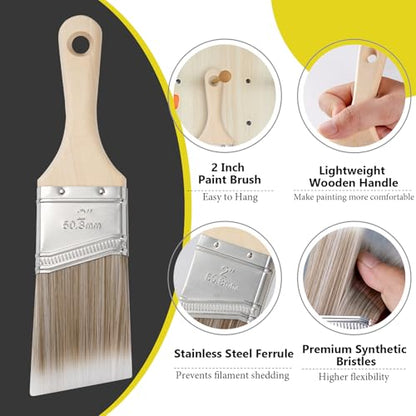 Mister Rui Paint Brushes Set, 4 Pack Angled Brushes for Trim and Wall | Synthetic Sash Brush for Cabinets & Wall Paint Brushes for Oil, Latex, No Shedding - size: 4PCS, 0.6", 2" Short 2, 2.5"