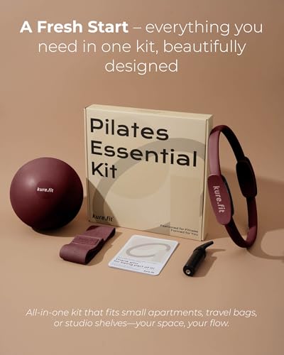 Pilates Kit | Pilates Equipment Set for Home Workouts | Accessories & Guide - color: Cocoa, style: Essential Kit - 3PC