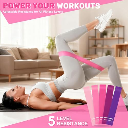 18 Pcs Pilates Kit for Home Workouts Women, 14" Magic Circle with Pilates Ring and Ball Set, 3 Fabric Resistance Bands & 5 Latex Bands for Core Strength, Toning & Flexibility.