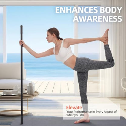 Adjustable Yoga Stick (30/45/60 in), Fully Foam-Sleeved Steel Stretching & Mobility Stick with Exercise Guide, Portable Fitness & Rehab Tool, Carry Bag Included