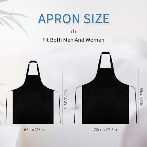 8/12/24 Pack Plain Bib Aprons Bulk, Black Commercial Apron with 2 Pockets, Unisex Apron for Adults Painting BBQ - color: 8 Pack