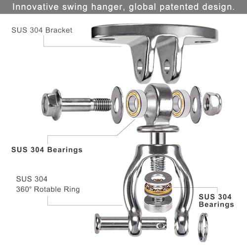 SELEWARE Hammock Chair Hanging Kit, Bearing Swing Hooks w/Spring & Chain - color: Bearing Swing Hanger With Chain & Straight Spring