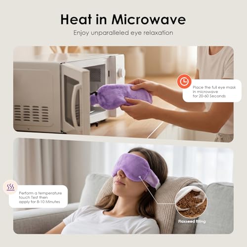 MORLIDEN Heated Eye Mask for Dry Eyes & Stye - Microwavable Warm Compress | For Blepharitis, Chalazion, MGD-Lightweight, No Heavy Pressure-Reusable Moist Heat Mask with Natural Flaxseed (Lavender) - color: Lavender