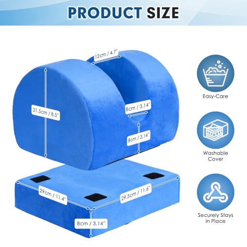 AUROPEAK Knee Replacement Pillow, Adjustable Leg Elevation Pillow, Blue