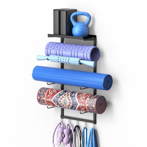 Yoga Mat Holder Wall Mount for Home Gym Accessories Storage
