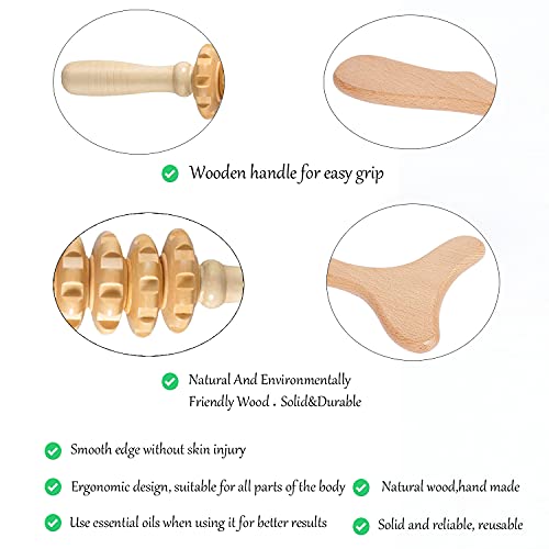 Wood Therapy Massage Tools Wooden Gua Sha Kits Maderoterapia Kit Body Sculpting Tools Wood Massager Roller for Relax Muscles (2) - style: Massage Roller+Neck massager