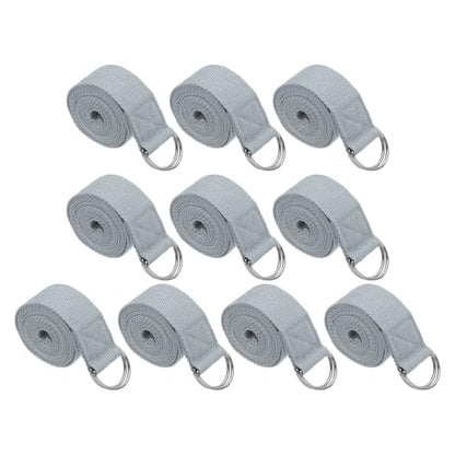 PATIKIL Yoga Strap for Stretching, Cotton Yoga Belt with Adjustable Metal D-Ring Buckle Stretch Band for Fitness Pilates - color: Light Grey
