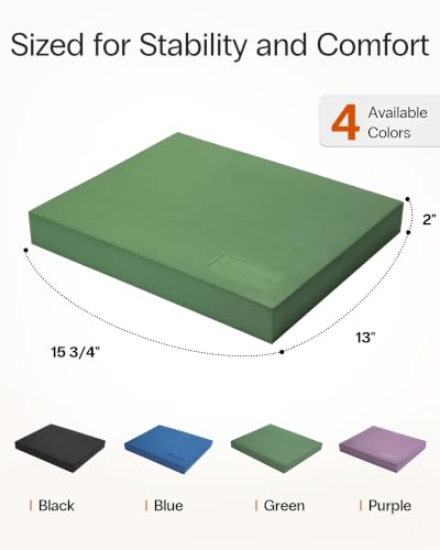StrongTek Foam Balance Pad, High-Density TPE, 15.8 x 13 x 2 in, Non-Slip - color: Green