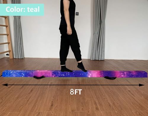 Marfula 6 FT / 8 FT / 9 FT Folding Gymnastics Beam Foam Balance Floor Beam - color: Magic Star, size: 8 Ft