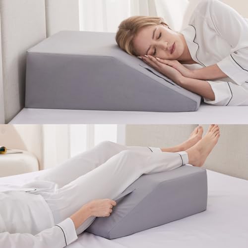 Ruqmuis Leg Elevation Pillow for After Surgery, 6inch Foam Leg Elevating Pillow for Swelling and Blood Circulation, Leg Wedge Pillow for Sleeping, Knee Pillow for Knee Hip Ankle Pain Relief, Velvet - color: Velvet, size: Flat Top 6 Inch