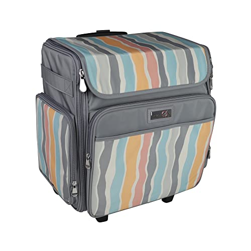 Everything Mary Rolling Scrapbook Tote – Grey Stripes Craft Bag with Wheels – Portable Storage Organizer for Scrapbooking, Papercraft & Art Supplies - color: Grey Stripes