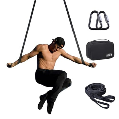 Aerial Straps Velvet Covers with Wrist Lockers, and Carabiners Straps Loop for Aerial Dance,Acrobtic Circus Props - color: Black, size: 9.8FT(3M)