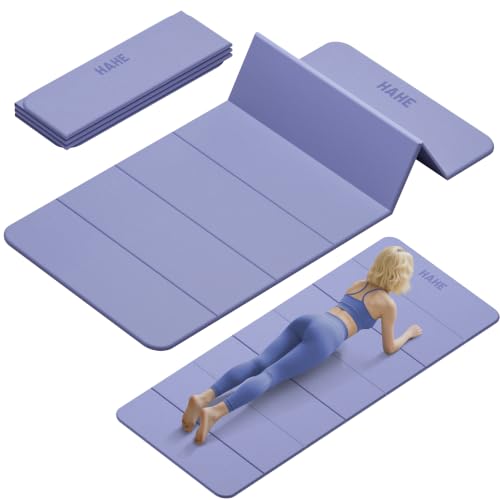 HAHE Foldable Yoga Mat 74"Lx32"Wx1/3"Thick, Folding Exercise Mats - color: Purple