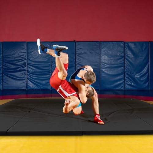 BalanceFrom 10x4 Feet 4-Panel Folding Gymnastics Mat – 2-Inch Thick Pad with Vinyl Surface and Carrying Handles for Tumbling, Yoga, Pilates, Home Workouts, and Martial Arts - color: Black