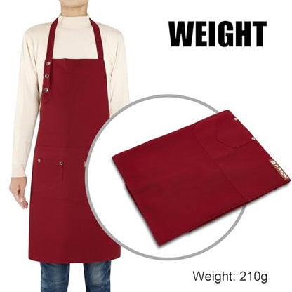 2 Pack Kitchen Cooking Aprons, Adjustable Bib Soft Chef Apron with 2 Pockets for Men Women - color: White