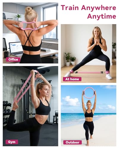 lucdnc Pilates Kit for Home 24 Pcs, 14" Circles & 8" Yoga Ball