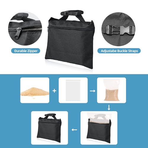 Sandbags 8 Packs, Sandbag Weights for Backdrop Stand Sandbags, SandBag for Weight, Weight Bags with Zipper and Buckle Straps for Support Heavy Duty Light Stand - size: 8 PCS