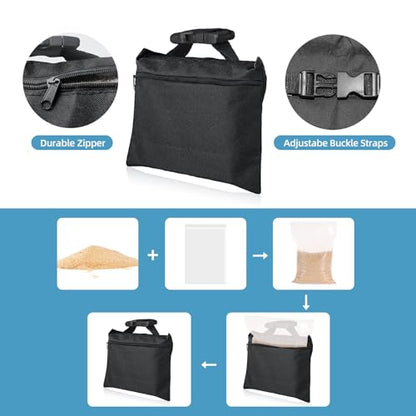 6 Packs Sand Bags - Heavy Duty SandBags for Backdrop Stand, SandBag for Weight, Weight Sand Bags with Zipper and Buckle Straps for Support Light Stand - size: 6 PCS