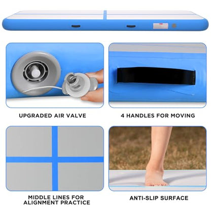 Inflatable Air Gymnastics Tumbling Mat 6ft 10ft 13ft 16ft 20ft - color: Blue, size: 13ft*3.3ft*8in(4*1*0.2m)
