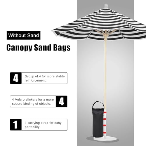 145 LBS Canopy Weights Sand Bags, 4-Pack Sand Bags for Weight Outdoor Advertising Tent Sunshade Fixed Windproof Pop up Canopy Tent Weights(Black-red Straps) - color: Black-red straps