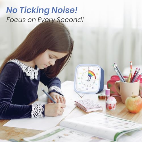 Yunbaoit Rainbow Visual Timer for Kids, 60-min Countdown Timer, Light Blue - color: Light Blue Rainbow