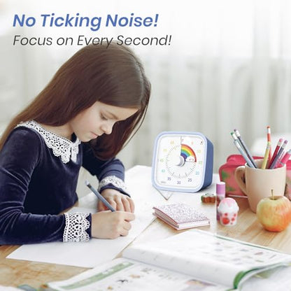 Yunbaoit Rainbow Visual Timer for Kids, 60-min Countdown Timer, Light Blue - color: Light Blue Rainbow