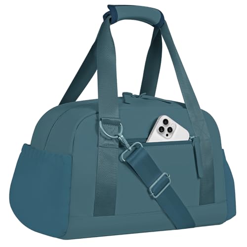 Mini Gym Bag for Women Girls Small Gym Tote Bag with Wet Compartment Waterproof Travel Duffle Bag Cute Workout Sport Bag - color: Dark Cyan-14in