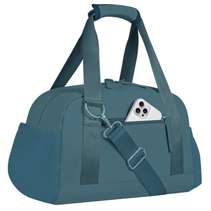 Mini Gym Bag for Women Girls Small Gym Tote Bag with Wet Compartment Waterproof Travel Duffle Bag Cute Workout Sport Bag - color: Dark Cyan-14in