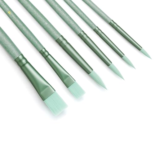 Paint Brushes Set for Acrylic Painting,Watercolor Brushes Painting Brush Nylon Hair Brushes for Acrylic Oil Watercolor Canvases Rock Body Face Nail Miniature Detailing Drawing Art Supplies(Green) - color: Green