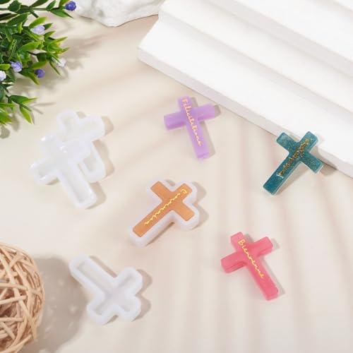 Craftdady 10 PCS Cross Resin Molds Silicone Epoxy Resin Jewelry Molds Crucifix Casting Mold Making Kit for Pendant Jewelry Necklace Earring Bracelet Keychain Ornaments Halloween Gifts