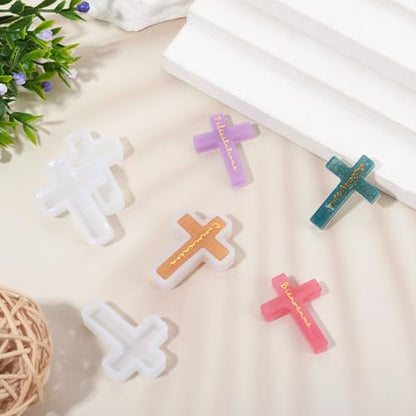 Craftdady 10 PCS Cross Resin Molds Silicone Epoxy Resin Jewelry Molds Crucifix Casting Mold Making Kit for Pendant Jewelry Necklace Earring Bracelet Keychain Ornaments Halloween Gifts
