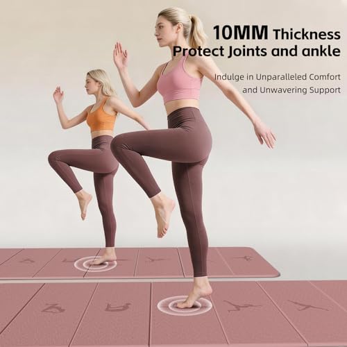 Foldable Yoga Mat Extra Thick 0.32"(8mm) | Folding Exercise Mat,Odorless POE, Non-Slip Grip, No-Curl Edges, Great for Yoga, Pilates & Home Workouts - color: Deep Pink-Pattern