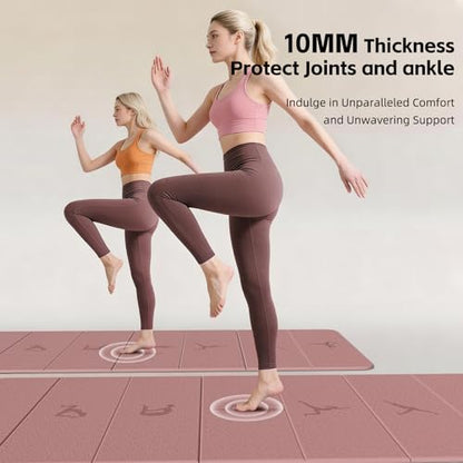 Foldable Yoga Mat Extra Thick 0.32"(8mm) | Folding Exercise Mat,Odorless POE, Non-Slip Grip, No-Curl Edges, Great for Yoga, Pilates & Home Workouts - color: Deep Pink-Pattern