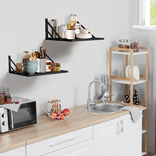 Tectocker-DOU 2 Pc Deep Floating Wall Shelves, Heavy Duty, 16x12, Black - color: Black, size: 16W×12D