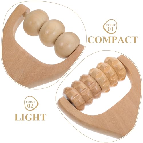 Ciieeo 2Pcs Wooden Massage Roller Muscle Relief/Gift, Wood Massage Tool, Wooden Roller Tools for Body Care and Relaxation, Manual Massage Roller Tool for Daily Home Use (3 Bead Gear Roller)