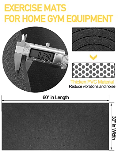 Treadmill Mat, 5'x2.5'/5.6'x2'/6.5'x3'/8'x3',6mm Thickness Exercise Equipment Mat for Carpet Hardwood Floors, Compatible with Walking Pad,Spin Bike,Elliptical Trainer,Rowing Machine - size: 60"L x 30"W x 0.24"Th