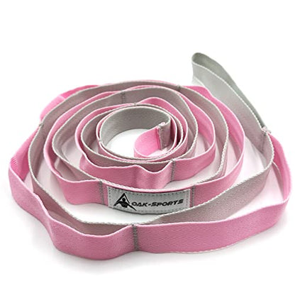 Stretching Strap Yoga Strap with Loops for Physical Therapy, Non-Elastic - color: Pink/Light Gray
